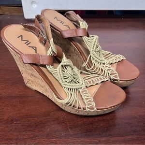 Mia Cork Board Wedges Womens size 9 rubber soul